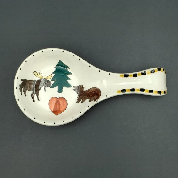 Big Sky Moose and Bear Spoon Rest Big Sky Woodland Spoon Holder - Picture 1 of 5